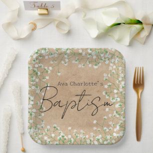 Baby's Breath Waterverf Cute Bloem Boho Doop Papieren Bordje