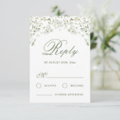 Baby's Breath Wedding RSVP Kaart (Staand voorkant)