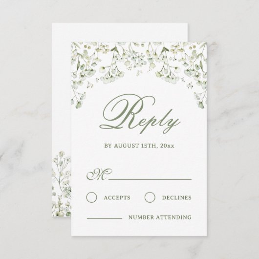 Baby's Breath Wedding RSVP Kaart (Voorkant / Achterkant)