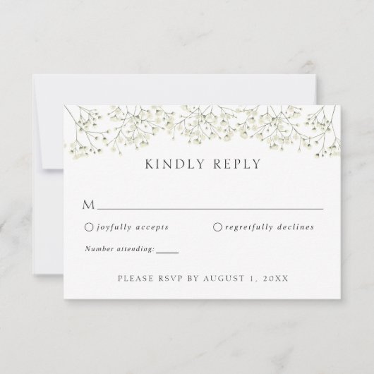 Baby's Breath Wedding RSVP Response Invitation Kaart (Voorkant)
