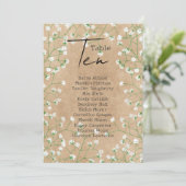 Babys Breath Wedding Table Number Zating Chart 10 Kaart (Staand voorkant)