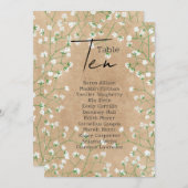 Babys Breath Wedding Table Number Zating Chart 10 Kaart (Voorkant / Achterkant)