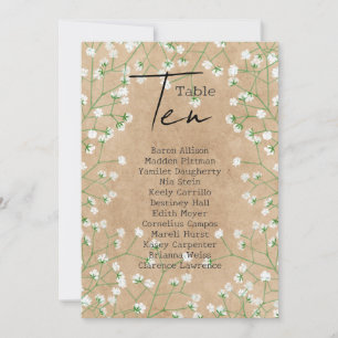 Babys Breath Wedding Table Number Zating Chart 10 Kaart