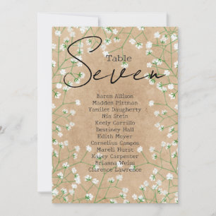 Baby's Breath Wedding Table Number Zating Chart 7 Kaart