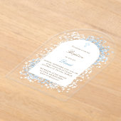 Baby's Breath white blue flowers Baptism Acryl Uitnodigingen (Laagn)