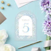 Baby's Breath white blue table number Acryl Uitnodigingen (Insitu (Huwelijk))