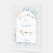 Baby's Breath white blue welcome sign (Angle)