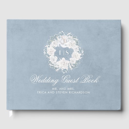 Baby's Breath White en Dusty Blue Wedding Gastenboek (Voorkant)