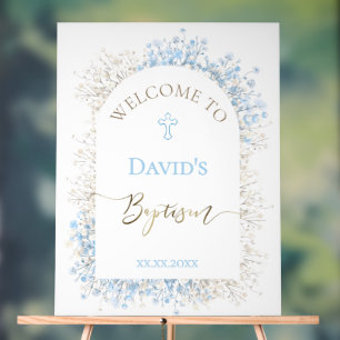 Baby's Breath wit blauwe welkom Acryl Bord
