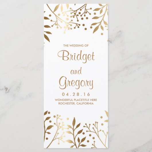 Baby's Breath Wit en Gouden Huwelijksprogramma's Programma (Voorkant)