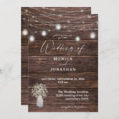 Baby's Breath Wood & Mason Jar String Lights Kaart (Voorkant / Achterkant)