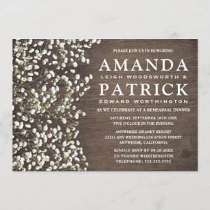 Baby's Breath Wood repetitie diner uitnodigingen