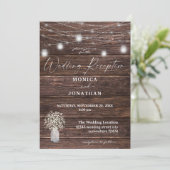 Baby's Breath Wood String Lights Wedding Reception Kaart (Staand voorkant)