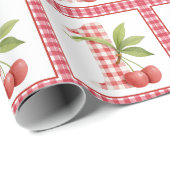 Baby's Cherry First Red Gingham Birthday Cadeaupapier (Rol Hoek)