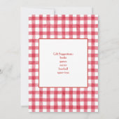 Baby's Cherry First Red Gingham Birthday Kaart (Achterkant)