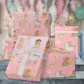 Baby's & Dieren Internationaal Roze Cadeaupapier