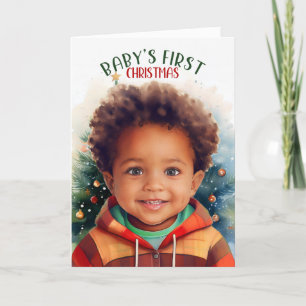Baby's eerste Afro-Amerikaanse kerstjongen Feestdagen Kaart