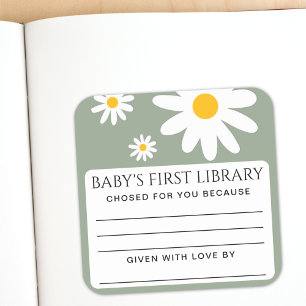 Baby's eerste bibliotheek baby shower vierkante sticker