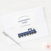 Baby's eerste bibliotheek Train Boy Bookplate Vierkante Sticker (Envelop)