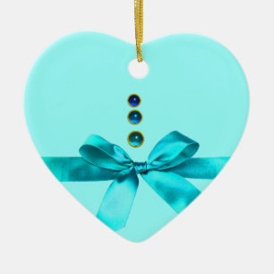 BABY'S EERSTE CHRISTMAS Blue Ribbon Baby Boy Heart Keramisch Ornament