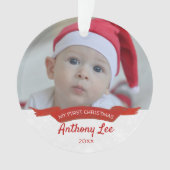 Baby's eerste eenvoudige kerstfotobanner ornament (voorkant)