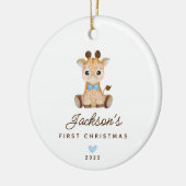 Baby's eerste Giraffe kerstjongen Keramisch Ornament (Links)