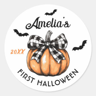 Baby's eerste Halloween Pumpkin Bow Bats Ronde Sticker