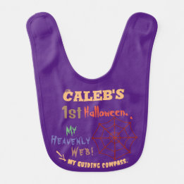 Baby's eerste Halloween, Spinnenweb op Royal Paars Baby Slabbetje