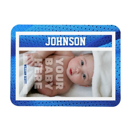 Baby's eerste honkbal Kaart blauw gaas ontwerp Magneet (Horizontaal)