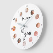Baby's eerste jaar 12 maanden aangepaste foto's grote klok (Hoek)