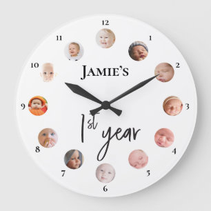 Baby's eerste jaar 12 maanden aangepaste foto's grote klok
