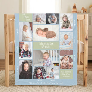 Baby's Eerste Jaar Boho 12 Foto Collage Script Fleece Deken