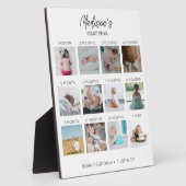 Baby's Eerste Jaar Foto Collage Geboorte Stats Fotoplaat (Zijkant)