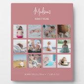 Baby's eerste jaar Foto collage geboorte Stats Pin Fotoplaat (Voorkant)