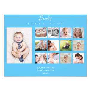 Baby's eerste jaar Foto Collage Keepomwille Boy Foto Afdruk