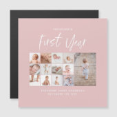 Baby's eerste jaar foto-inkuilschrift roze (Voorkant / Achterkant)