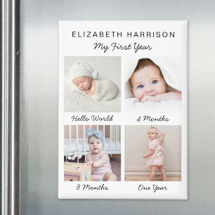 Baby's Eerste Jaar Foto Tijdlijn Magneet
