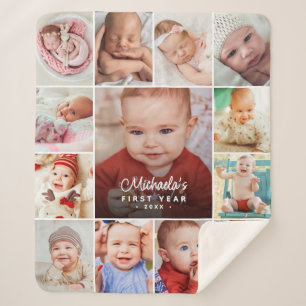 Baby's Eerste Jaar Fotocollage Sherpa Deken