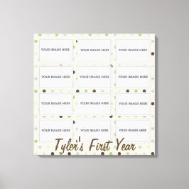 Baby's eerste jaar fotocollage verpakt canvas