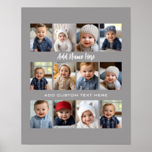 Baby's eerste jaar Poster-/printcollage - kan form Poster