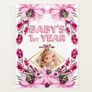 Baby's eerste jaar waterverf florale poot dij foto planner