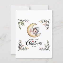 Baby's eerste kerst 2025  Maan & Baby Briefkaart