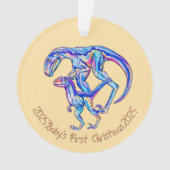 Baby's eerste kerst 2025 Unisex Velociraptor Ornament (voorkant)
