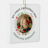 Baby's Eerste Kerst Aangepaste Naam Keramisch Ornament (Rechts)