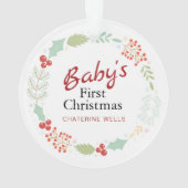 Baby's Eerste Kerst Aangepaste Naam Ornament (achterkant)