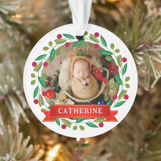 Baby's Eerste Kerst Aangepaste Naam Ornament (Boom)