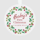 Baby's Eerste Kerst Aangepaste Naam Ornament (achterkant)