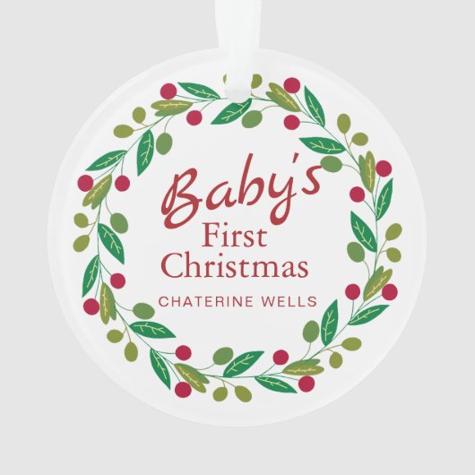 Baby's Eerste Kerst Aangepaste Naam Ornament (achterkant)