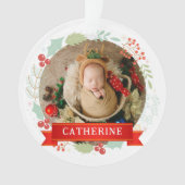 Baby's Eerste Kerst Aangepaste Naam Ornament (voorkant)
