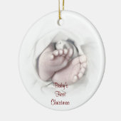 Baby's eerste kerst baby feet potlood schets keramisch ornament (Links)